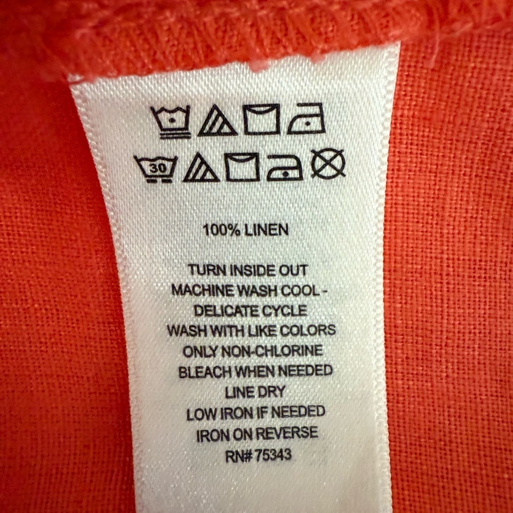 Sigrid Olsen Red Linen Button Front Shirt XL Pocket Roll Sleeve Casual Top - Picture 4 of 6